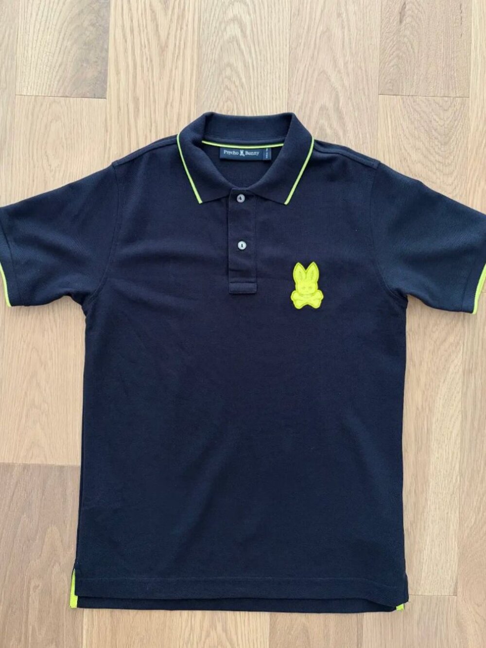 Psycho Bunny Boys Polo Navy Neon Green Size 14–16